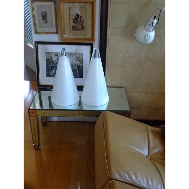 Iceberg Opaline Glass Table Lamps from SCE, 1970s, Set of 2 For Sale - Image 7 of 10