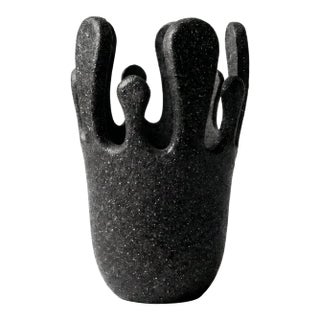 Crown Vase in Black Stone For Sale