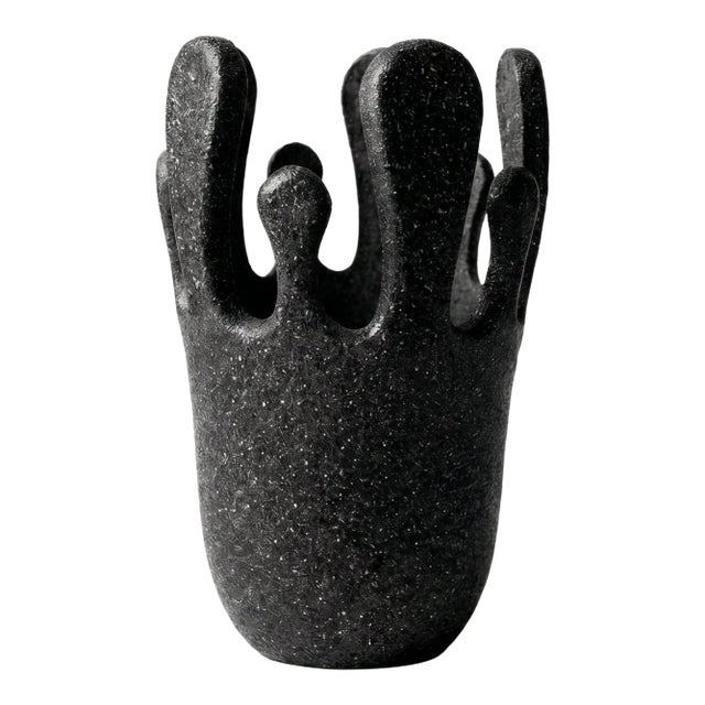 Crown Vase in Black Stone For Sale