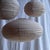 Textile Large Vintage Oval Flattened Pink Rattan and Natural Linen Pendant Light, 1980s For Sale - Image 7 of 18
