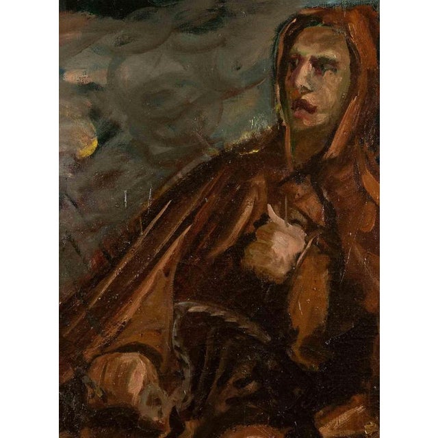 The monkis an orignal modern artwork realized by Antonio Feltrinelli in 1930s. Mixed colored oil painting on canvas. Not...