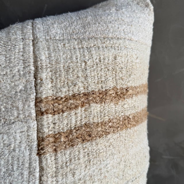 Not Yet Made - Made To Order Vintage Turkish Hemp Rug Pillow 22" X 22" With Down Insert For Sale - Image 5 of 8