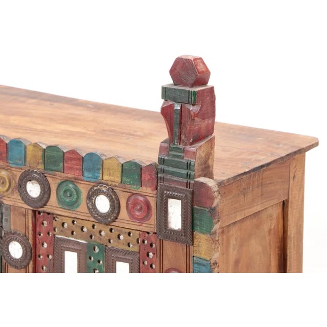 Vintage Indian Painted Mirrored Damchiya Dowry Chest For Sale - Image 4 of 10