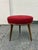 Design Plus Gallery presents a Murphy Three legged Stool from Room & Board. it has a round upholstered seat in deep red...