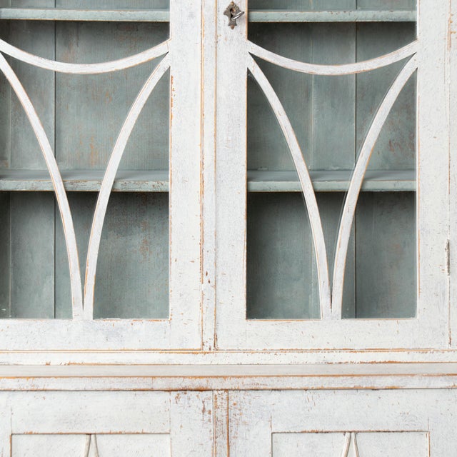 Wood Late 19th Century Swedish Gustvian Bookcase Display Cabinet With Upper Glass Doors For Sale - Image 7 of 13