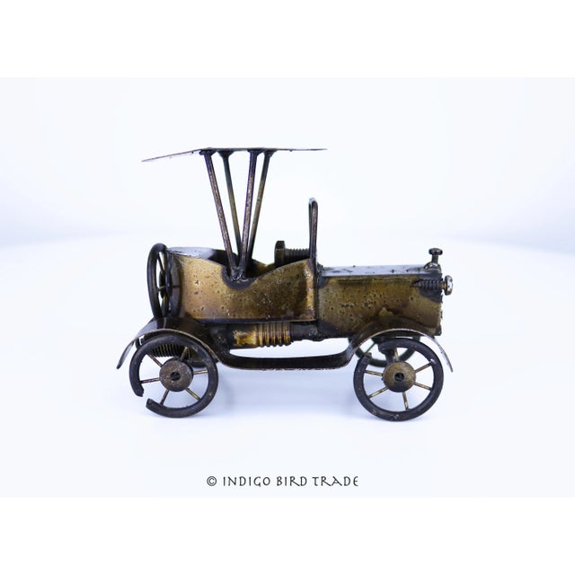 Antique Metal Handmade Classic Ford Retro Car Sculpture For Sale In Greenville, SC - Image 6 of 9