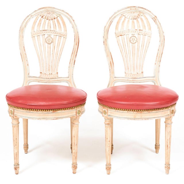 French 1950s French Louis XV and Jansen Style Hot Air Balloon Mongolfier Mongolfiere Chairs in Coral Quality Upholstery- Set of 6 For Sale - Image 3 of 10