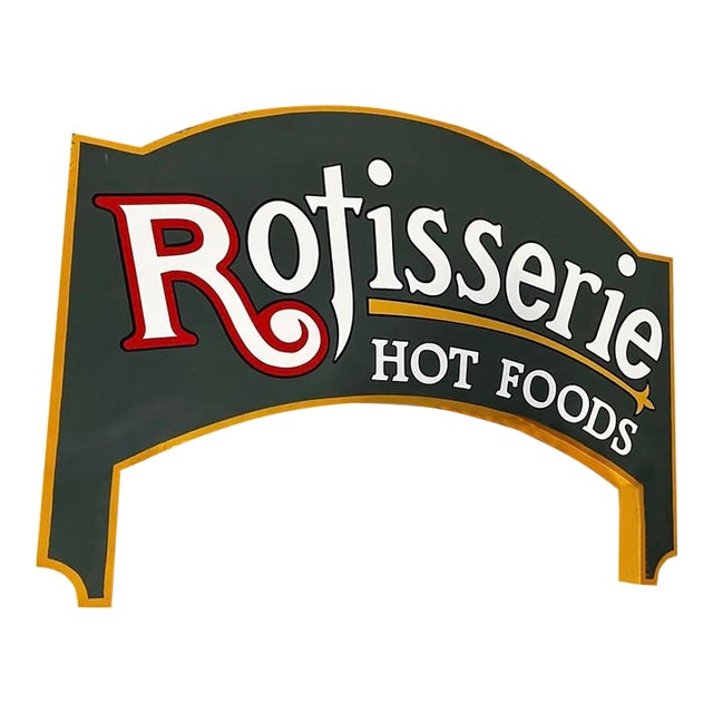 Up for consideration is a beautiful vintage oversized rotisserie chicken hot foods kitchen advertisement sign. This would...