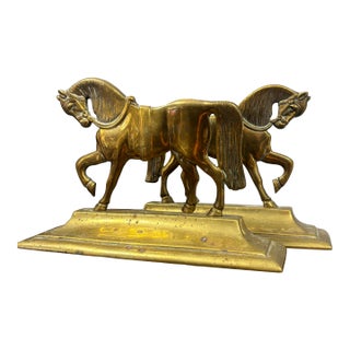 Antique English Brass Bookend Doorstops For Sale