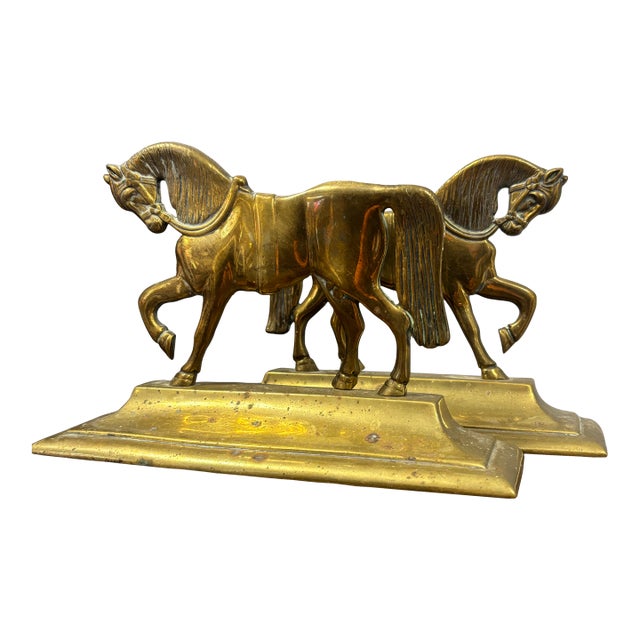 Antique English Brass Bookend Doorstops For Sale