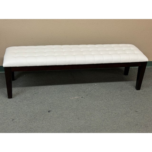 Contemporary White Leather Tufted Bench Chairish