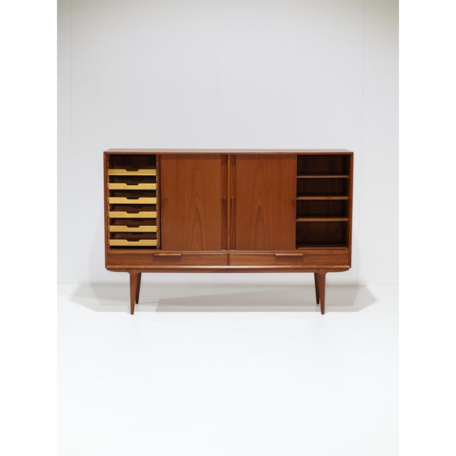Mid-Century Modern Model 13 Highboard in Teak by Gunni Omann for Omann Jun, Denmark, 1960s For Sale - Image 3 of 18