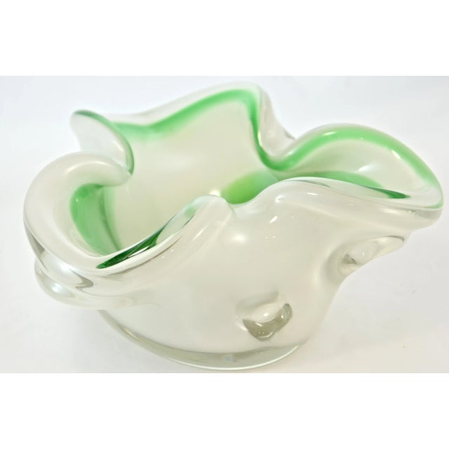 Spring Green Swirl Murano Glass Bowl For Sale - Image 4 of 6