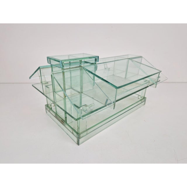 Vintage glass model house modernist unique architectural design object All-glass model of a modern house. One of a kind, a...
