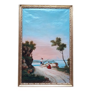 Neapolitan Artist, Coastal Landscape, 1860s, Oil on Canvas, Framed For Sale