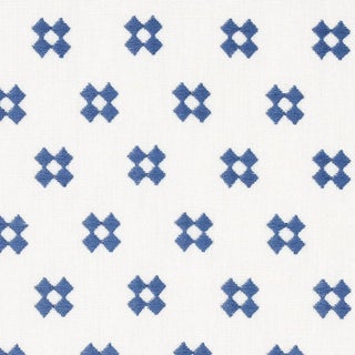 Schumacher Thandie Embroidery in Blue on Ivory For Sale