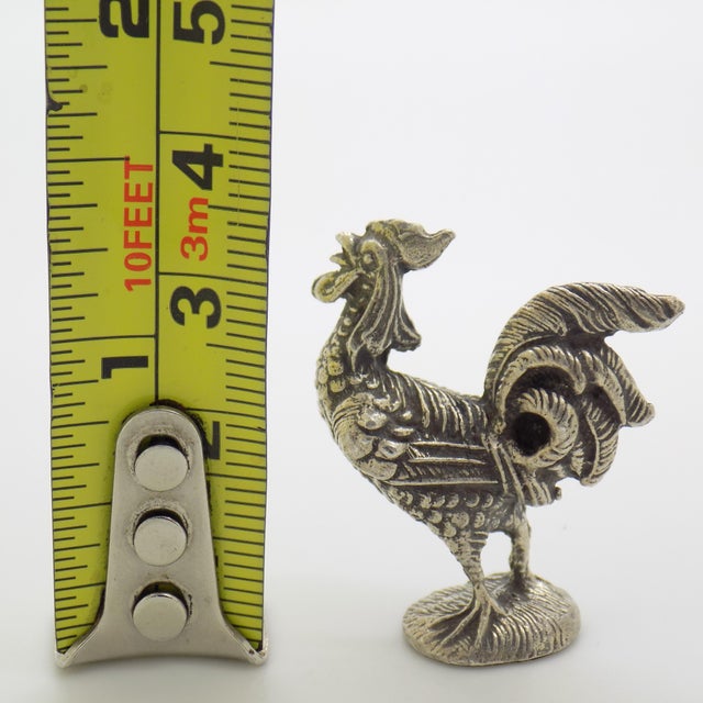Vintage Italian Handmade Genuine Silver Cockerel Roaster Figurine Miniature For Sale - Image 9 of 9