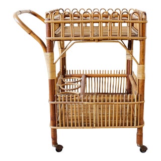 1950s Bamboo Bar Trolley Cart For Sale