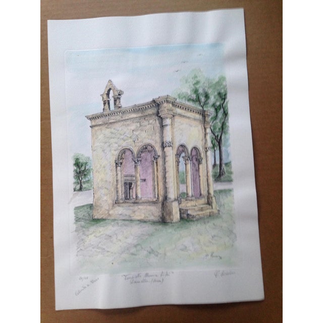 Temple of the li lei masseria lizzanello, watercolor on indian ink lithograph. carmelo linciano was born in lecce and...