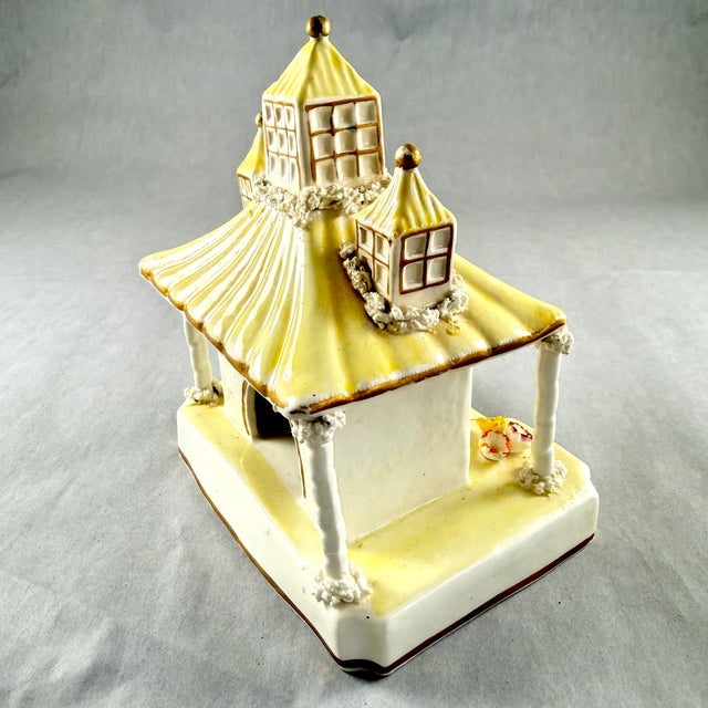 Yellow Staffordshire Three Chimney Cottage Pastille Burner For Sale - Image 8 of 13