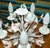 Vintage French Five Candle Chandelier with Pink Flowers by Massive, 1970s For Sale - Image 9 of 11