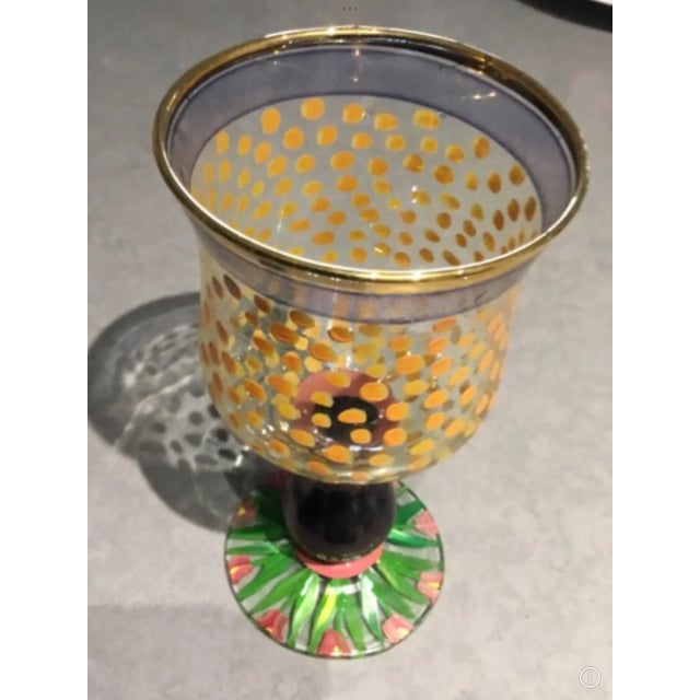 Transitional 1990s Mackenzie-Childs Hand-Painted Juice / Wine Glasses- Set of 6 For Sale - Image 3 of 6