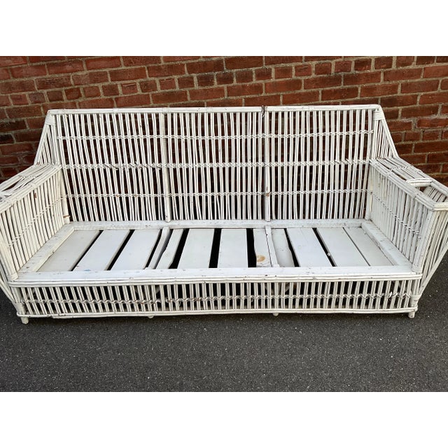 1940s Rattan Couch And Chaise Lounge- A Pair For Sale - Image 11 of 12