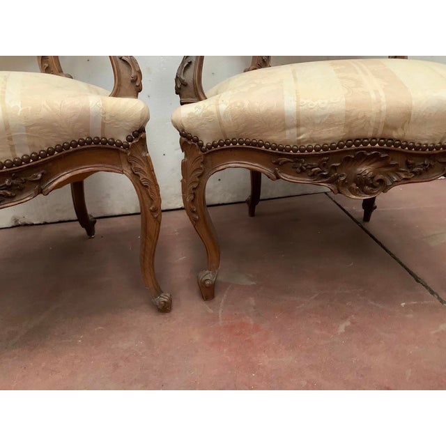 20th-Century Rocaille Walnut Armchairs, Set of 2 For Sale - Image 8 of 11
