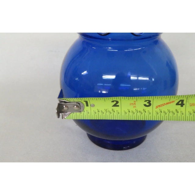 Mid Century Modern Glass Cobalt Blue Ruffle Rim Round Vase For Sale In Miami - Image 6 of 9