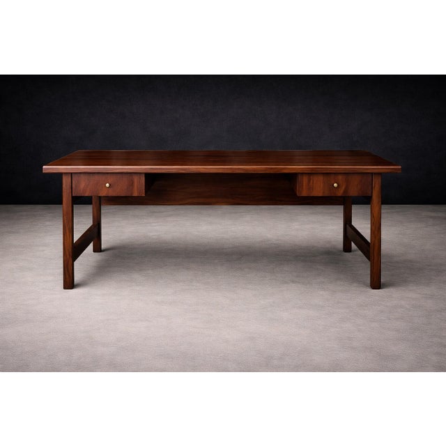 Brazilian Modern Rosewood Desk With Dual Drawers — Brazil, 1960s For Sale - Image 9 of 15