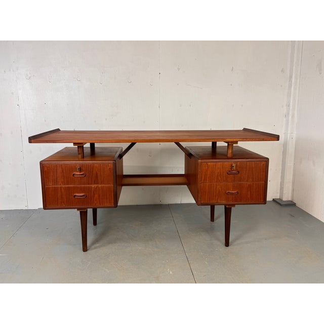 Mid-Century Danish Teak Desk attributed to Louis van Teeffelen for Wébé, 1960s For Sale - Image 11 of 18