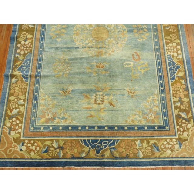 Asian Pale Blue Antique Chinese Rug - 6'3" x 9' For Sale - Image 3 of 18