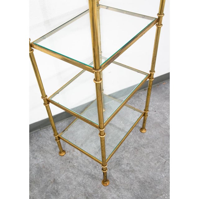 1970s Mid Century Modern Display Cabinet Etagere Compact Brass Glass Shelving Unit For Sale - Image 5 of 12