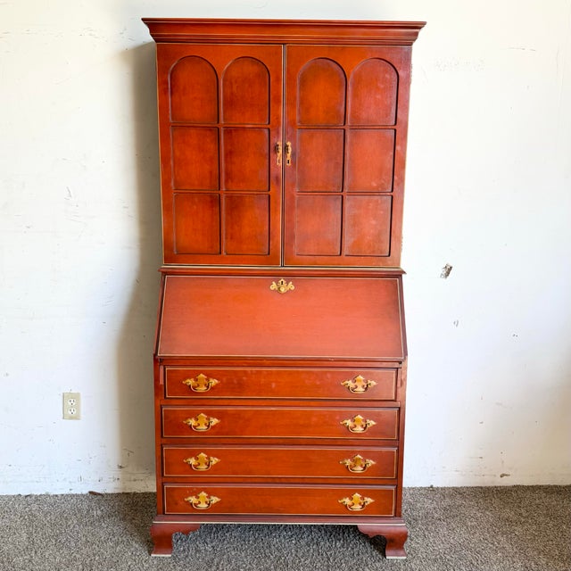 Traditional Vintage Georgian Red Secretary Desk For Sale - Image 3 of 12