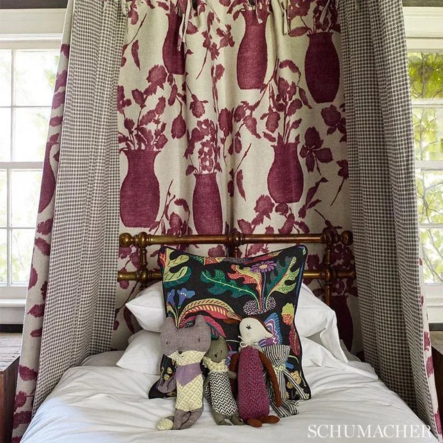 Artful silhouettes of vases filled with flowers float across a natural slubbed Linen for a dreamy, watercolor effect. Sold...