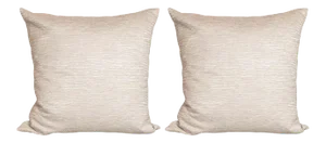 Modernist Pillows in a White Gold and Ecru Cotton Blend Fabric - a Pair