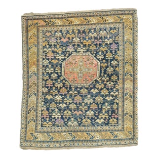 Late 18th Century Antique Caucasian Kuba Shirvan Rug 4'5'' x 5'1' For Sale