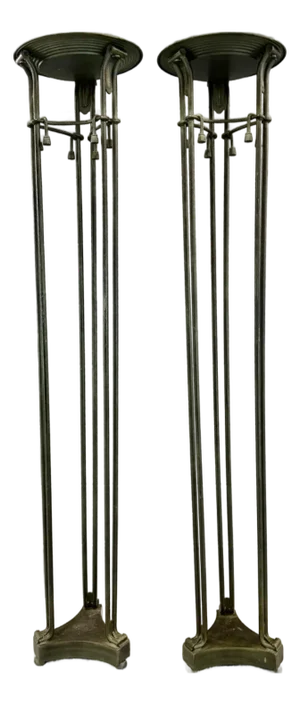 Artd Deco Modern Metal Fern Stands - A Pair of 2