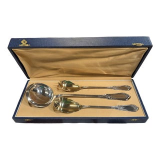 Silver-Plated Metal Gift Set of Ladle and Salad Serving from Ravinet d'Enfert, Set of 3 For Sale