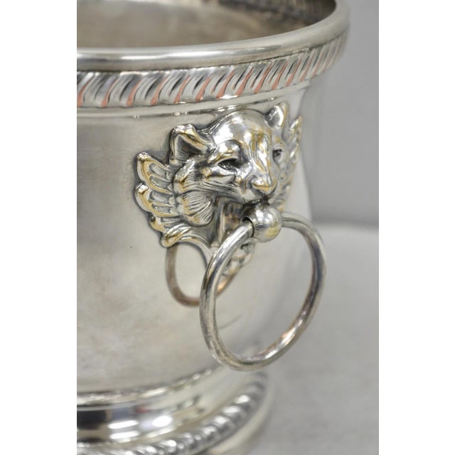 Mid 20th Century Poole English Regency Silver Plated Lion Head Champagne Chiller Ice Bucket For Sale - Image 12 of 17