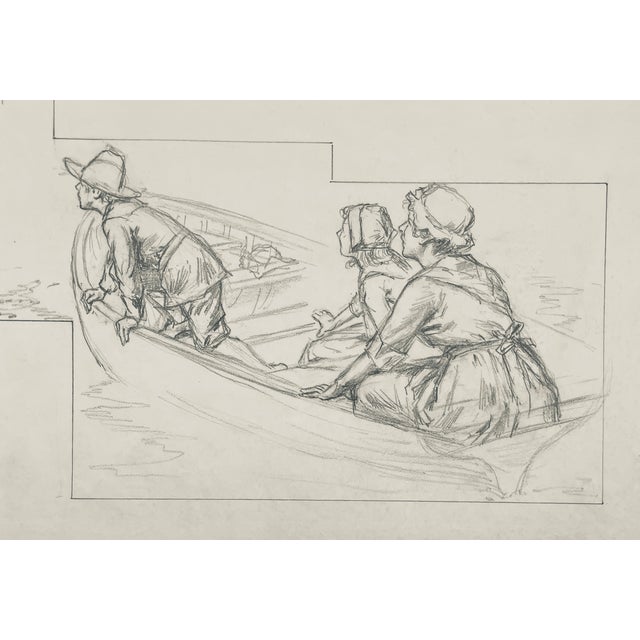 Illustration George Tobin Figures in a Boat Illustration For Sale - Image 3 of 5