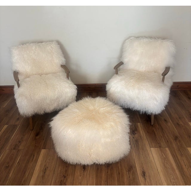 Cb2 X Ross Cassidy "Bozzi" Mongolian Sheepskin Ottoman For Sale In Aspen - Image 6 of 6