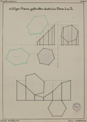 Leo Erb German Engineering Diagram in Watercolor & Ink, 1941 1941