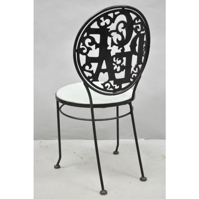 Mid 20th Century Arthur Umanoff Style for Shaver Howard "Peace & Love" Wrought Iron Bistro Side Chair For Sale - Image 10 of 11