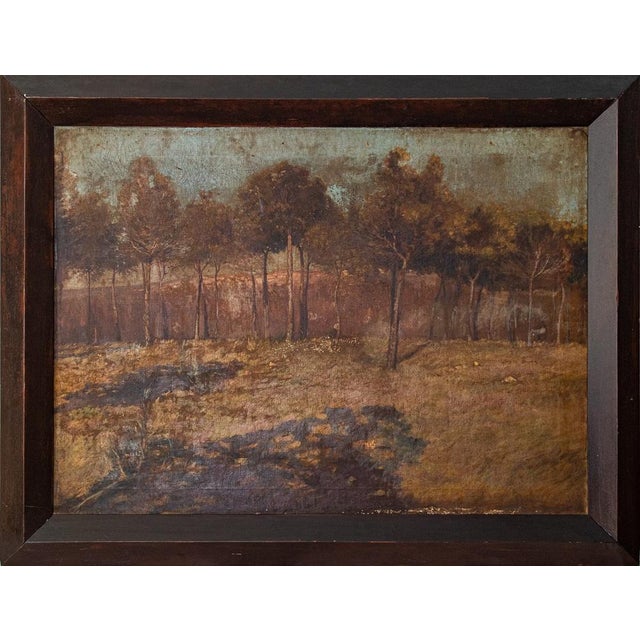 Golden Landscape with Distant Settlement, Reminiscent of Orange Road, Tarpon Springs, 1890s, Oil on Canvas For Sale - Image 6 of 7