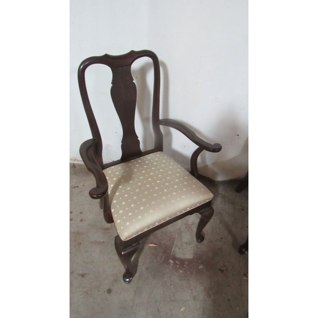 1980s Ethan Allen Dining Room Chairs Georgian Court Queen Anne Eight For Sale - Image 6 of 9