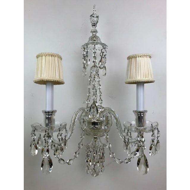 Pair Georgian Style Cut Crystal Sconces For Sale In Pittsburgh - Image 6 of 12