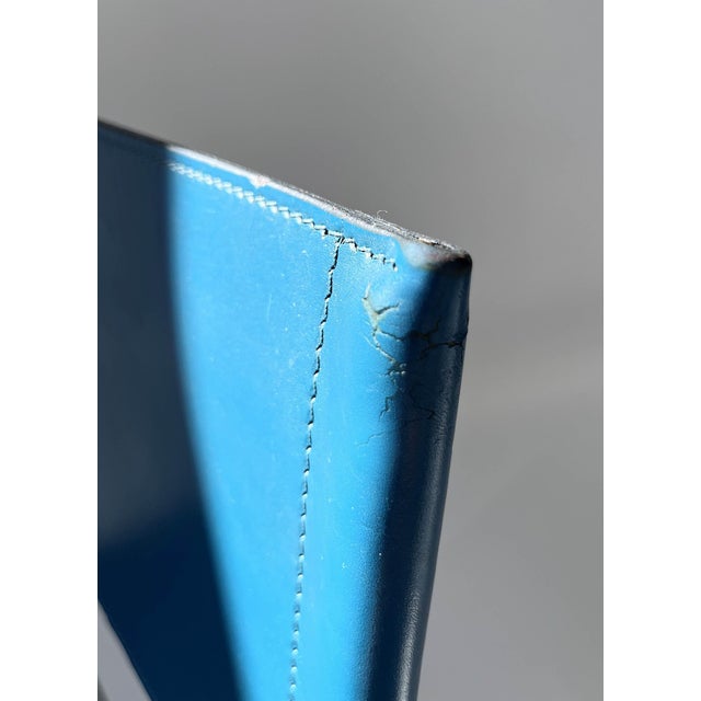 1990s Ballerina Chair in Teal Coloured Full Grain Leather by Herbert Ohl for Matteo Grassi, 1990s For Sale - Image 5 of 13