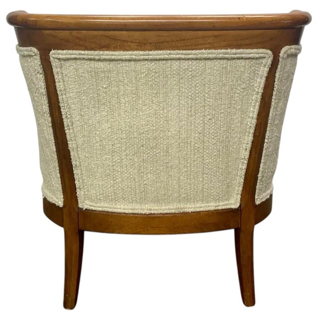 Wood Vintage Traditional American Style Statton Furniture Mahogany & Textured Slub Upholstery Club Chair For Sale - Image 7 of 12