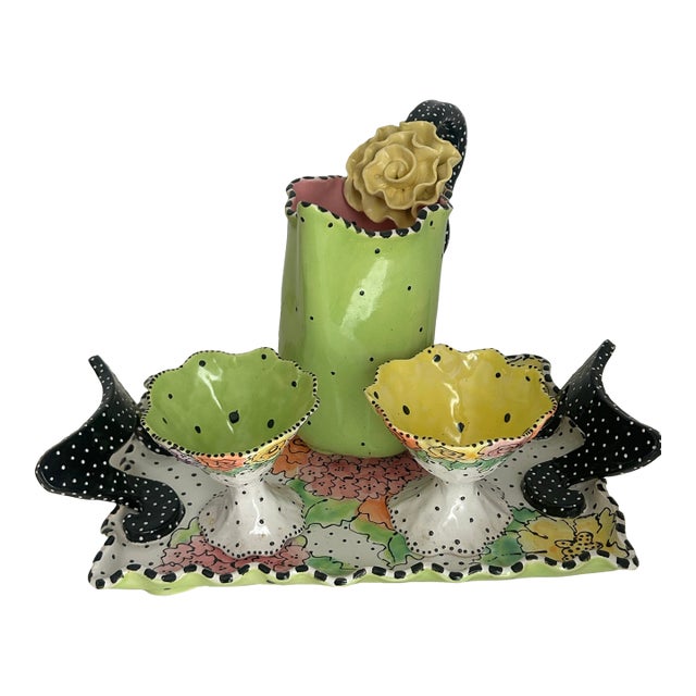 1990s Handmade Ceramic Serving Set For Sale